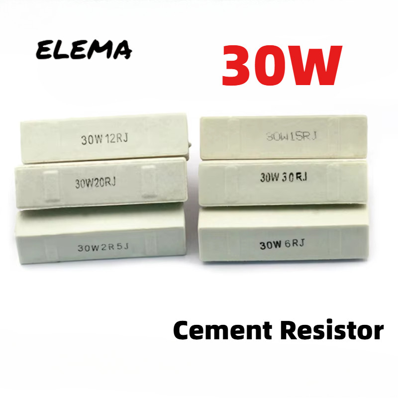 ตัวต้านทานซีเมนต์ 30W 0.1R-50R 0.5R 1.5R 2.5R 6R 8R 12R 25R 39R 50R Ohm ตัวต้านทานซีเมนต์เซรามิคตัวต้านทานซีเมนต์กําลังสูง