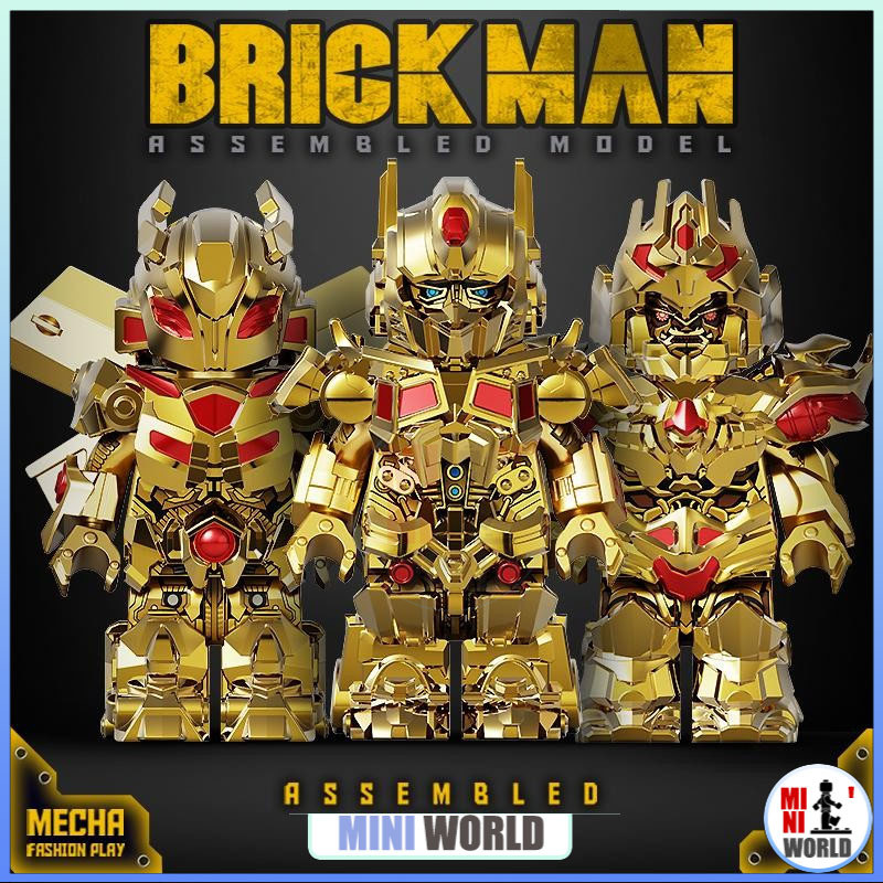 Gold Minifigures 3in1 Transformers Optimus Prime Bumblebee Megatron Building Block ของเล่นเด็กคอลเลกชัน BrickMan
