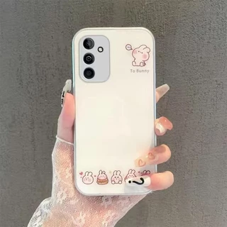 Samsung A56 A55 A54 A53 A52 A16 A14 A15 5GกรณีSamsung S23 FE S24 S23 Plus 5Gกรณีหรูหรา Liquid Glassกันกระแทกพร้อมกล้องProtectorเคสโทรศัพท์น่ารักการ์ตูนกระต่ายกรณี