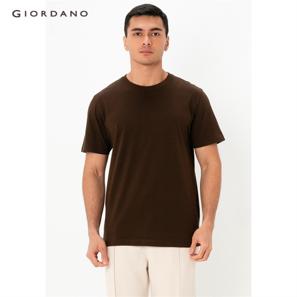Giordano MEN เสื้อยืดแขนสั้นผ้าฝ้ายธรรมดาสําหรับผู้ชาย 1 01024250