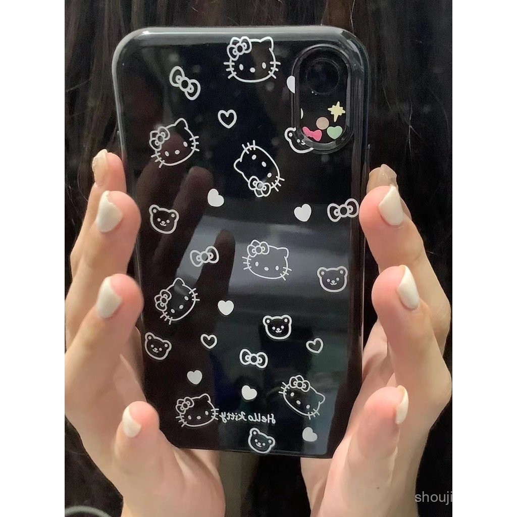 เคสโทรศัพท์มือถือลายการ์ตูน Kitty สำหรับ iPhone 15/14PROMAX 13/12/11Pro xr/xs สำหรับ iPhone 16, 11, 12, 13, 14, 15 PRO MAX, 7plus, 8PLUS, เคสโทรศัพท์ที่เรียบง่ายและน่ารักสำหรับ11pro, 13pro, X, XR, XS MAX 4p25
