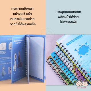 VICTOKY สมุดระบายสี หนังสือเด็ก ระบายซ้ำได้ Water book ใช้ซ้ำๆๆได้ coloring book 10ธีม ส่งเสริมการจดจำสี