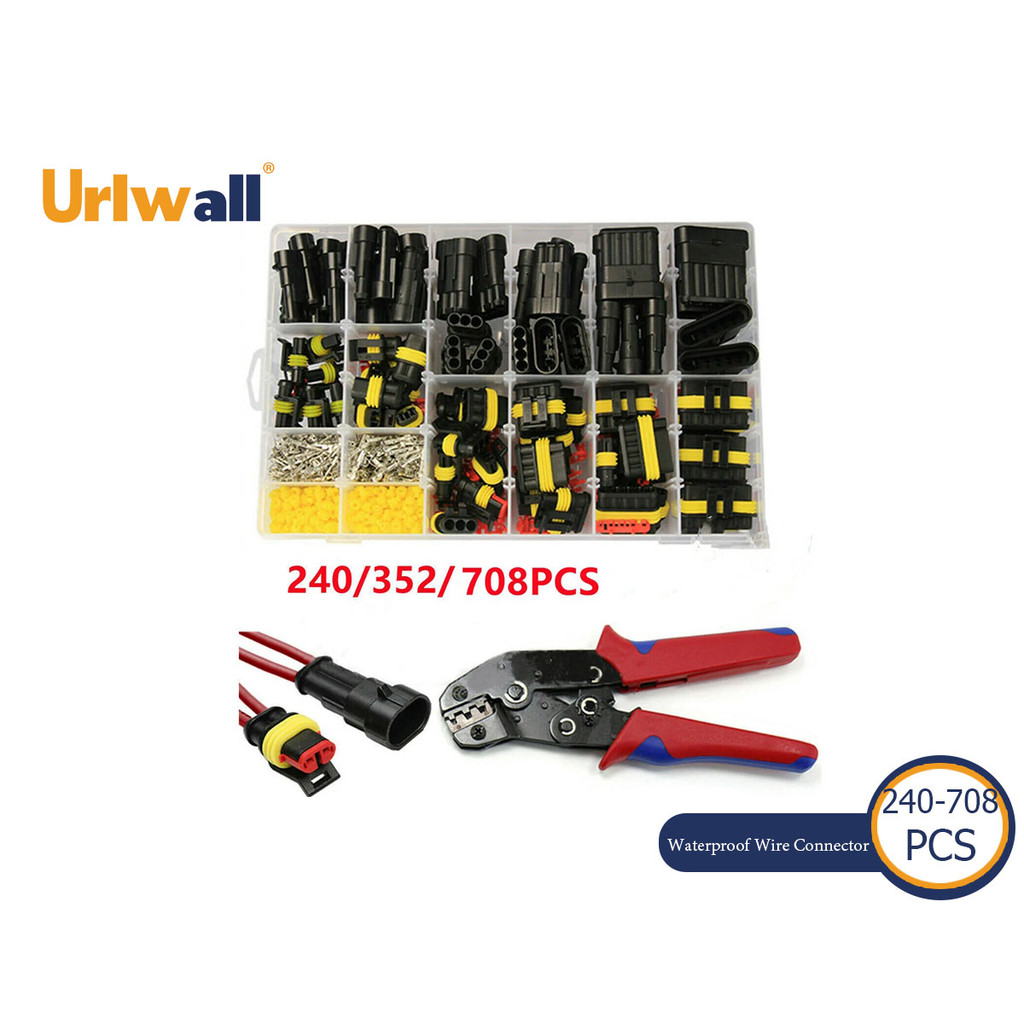 Urlwall 708/408/382/352/240/296/194/15pcs 1-6Pins HID ตัวเชื่อมต่อกันน้ํารถ Marine Seal ขั้วต่อสายไฟปลั๊กรถบรรทุกสายรัด
