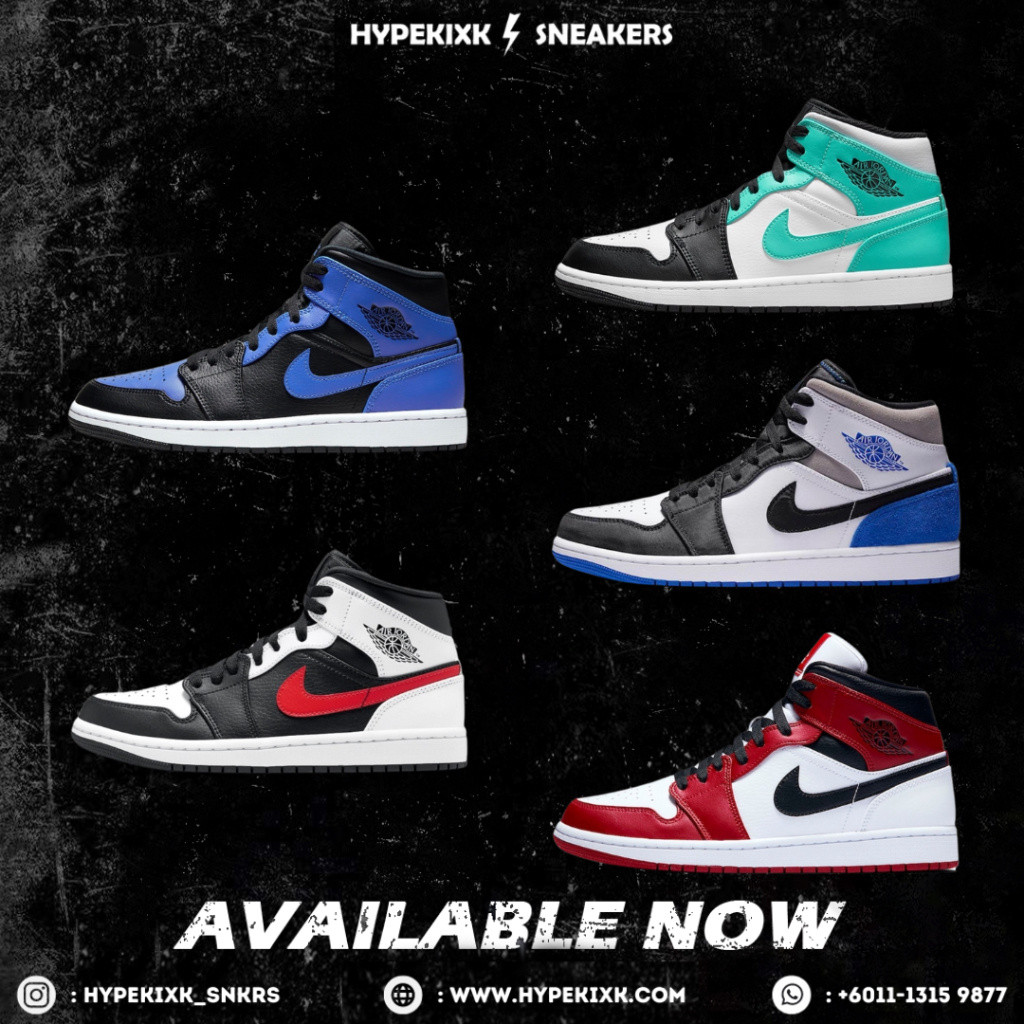 ⚡Hypekixk uA⚡JORDAN 1 MID Hyper Royal tumbled Leather | Chicago | Royal Black Toe | Tropical Twist I