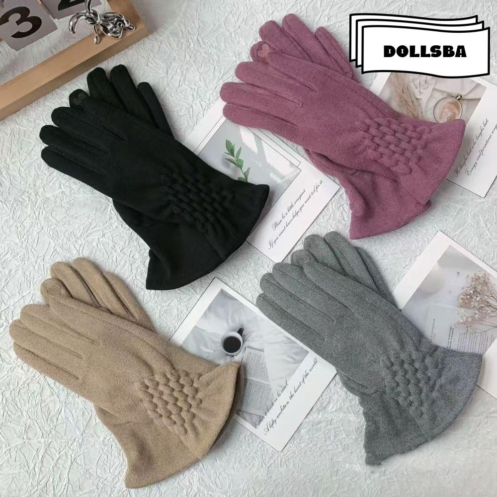 Dollsba Lady Glove Mitten, Elegant Fashion Full Fingers Suede Gloves, Women Keep Warm Windproof Touc