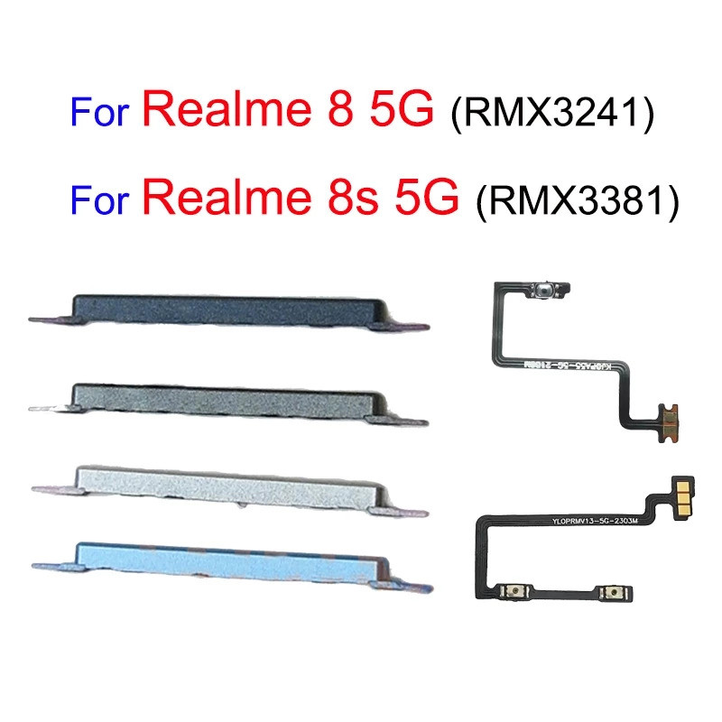 เปิด/ปิดปุ่มสวิทช์ด้านข้าง Volume Up Down ปุ่ม Flex Cable Replacement สําหรับ OPPO Realme 8 5G 8S