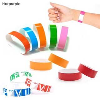 Herpurple 100pcs Party กระดาษสร้อยกระดาษสังเคราะห์สายรัดข้อมือพลาสติกสายรัดข้อมือรูปแบบกระดาษการ์ดสายรัดข้อมือ TH