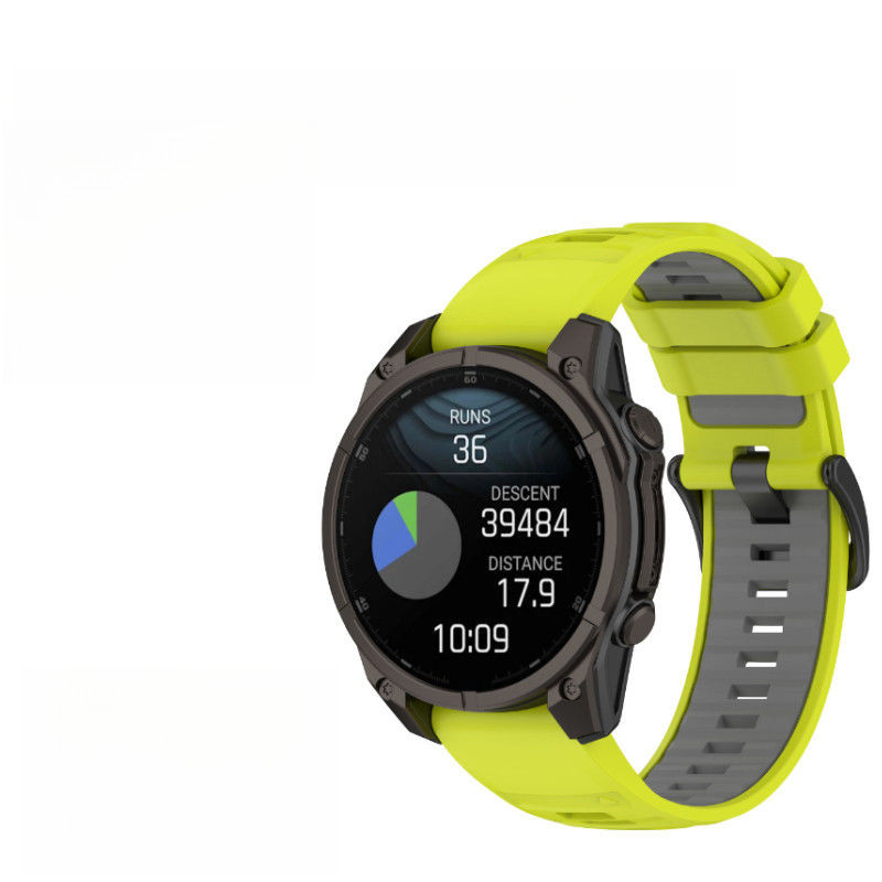 สายรัดซิลิโคนเหลวสองสีสำหรับ Garmin Fenix8 สายรัดกีฬา Fenix8 ระบายอากาศได้