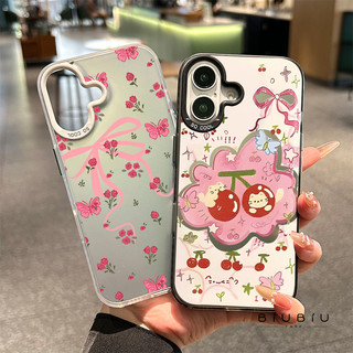 for เคสไอโฟน X 11 iPhone 16 15 14 PRO MAX X XS MAX XR 7/8PLUS ผีเสื้อสีชมพูแอปเปิ้ลโทรศัพท์ จัดส่งจากประเทศไทย
