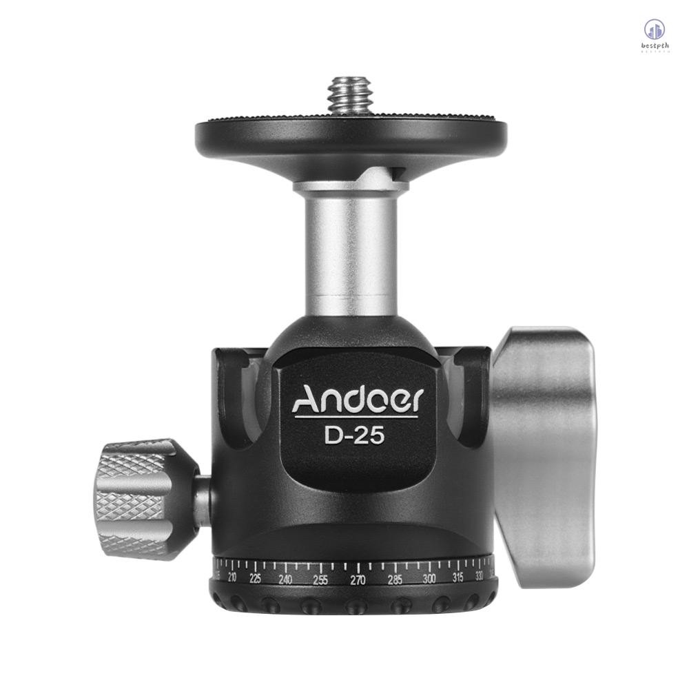 Andoer D-25 CNC Machining อลูมิเนียมคู่ Notch Ball Head Mini Ballhead ต่ําศูนย์แรงโน้มถ่วงสําหรับ Ma
