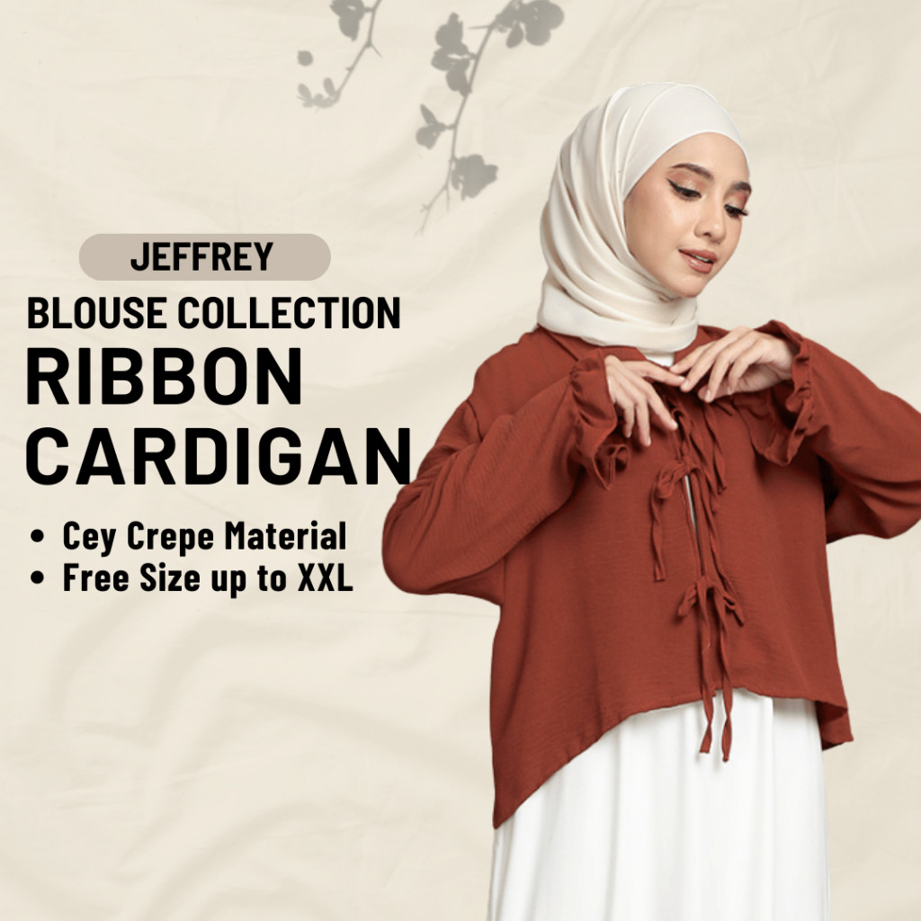ZOE ARISSA CARDIGAN ผู้หญิง RIBBON CARDIGAN BLOUSE ผู้หญิง MUSLIMAH Jeffrey คาร์ดิแกน Labuh Coquette