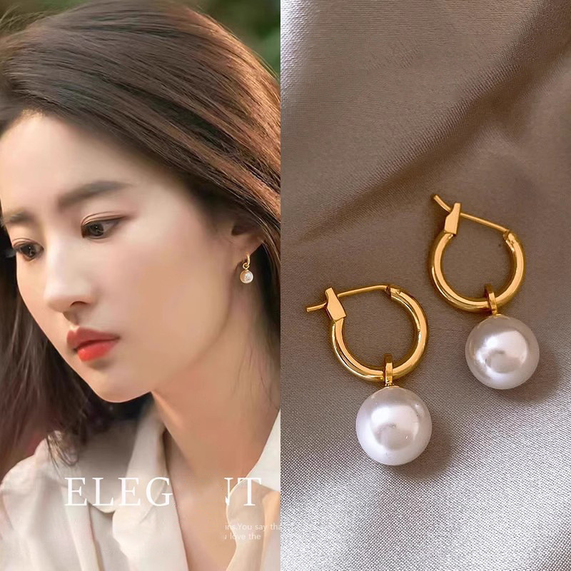 Niche แฟชั่น Classy Design ต่างหูมุกหญิง All-Match High-End ต่างหูต่างหู
