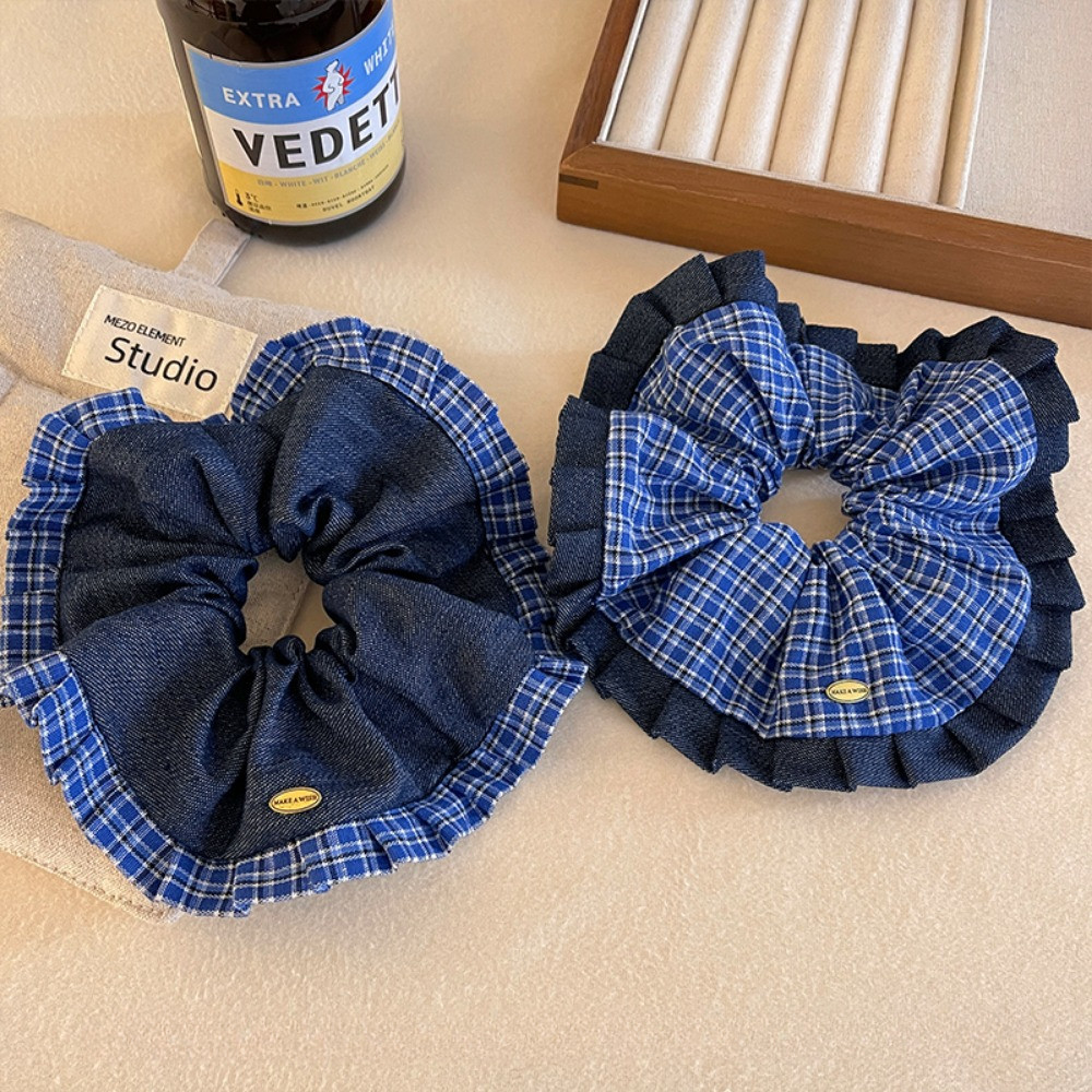 JOJO COCO Blue Checkered High-end แฟชั่นสไตล์ลําไส้ใหญ่กิ๊บติดผมสําหรับผู้หญิง - รูปที่ 6