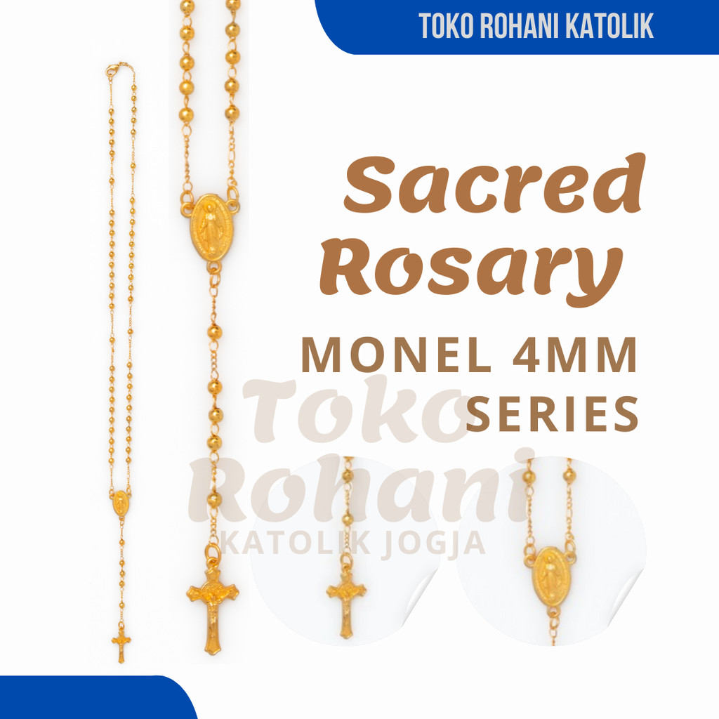 MONEL 4MM CATHOLIC ROSARY NECKLACE / CATHOLIC ROSARY NECKLACE / GOLD ROSARY