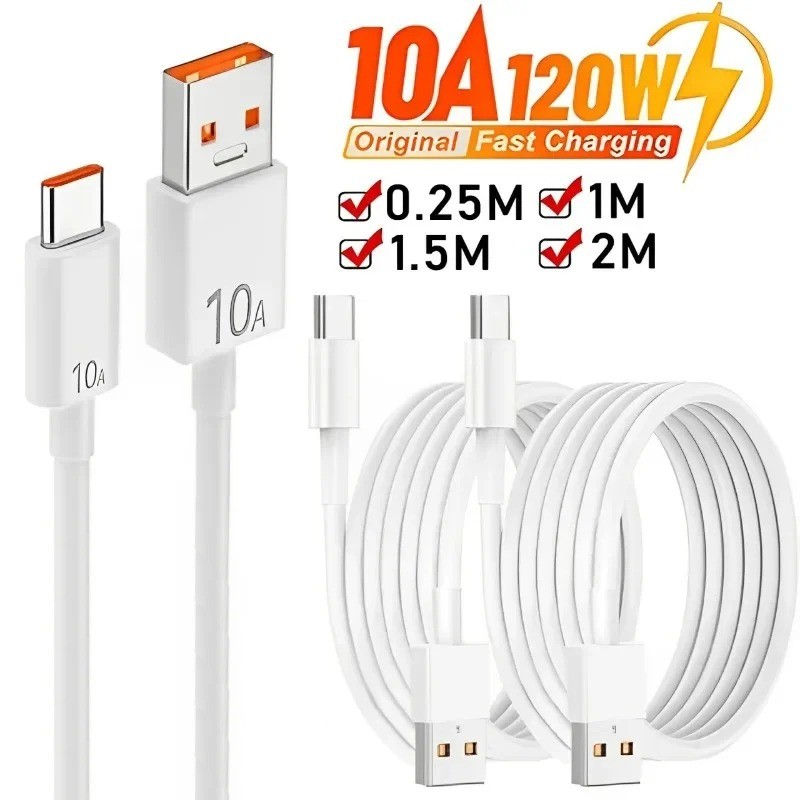 120w 10A สายชาร์จด่วน USB A ถึง Type C Fast Charger สําหรับ Samsung Xiaomi Huawei สายชาร์จข้อมูลความเร็วสูงสายไฟ