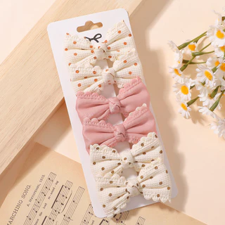 6 ชิ้น/เซ็ตน่ารักดอกไม้พิมพ์ผมโบว์คลิปสําหรับเด็กทารกสด Pastoral ผ้าฝ้าย Hairpin Barrettes Headwear อุปกรณ์เสริมผม