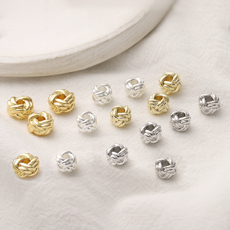 ชุบ 18k Gold-Packed สี-Preserve Twisted Spacer ลูกปัดผูกปมเชือกป่านหลวมลูกปัด diy Handmade สร้อยข้อมือสร้อยคออุปกรณ์เสริม