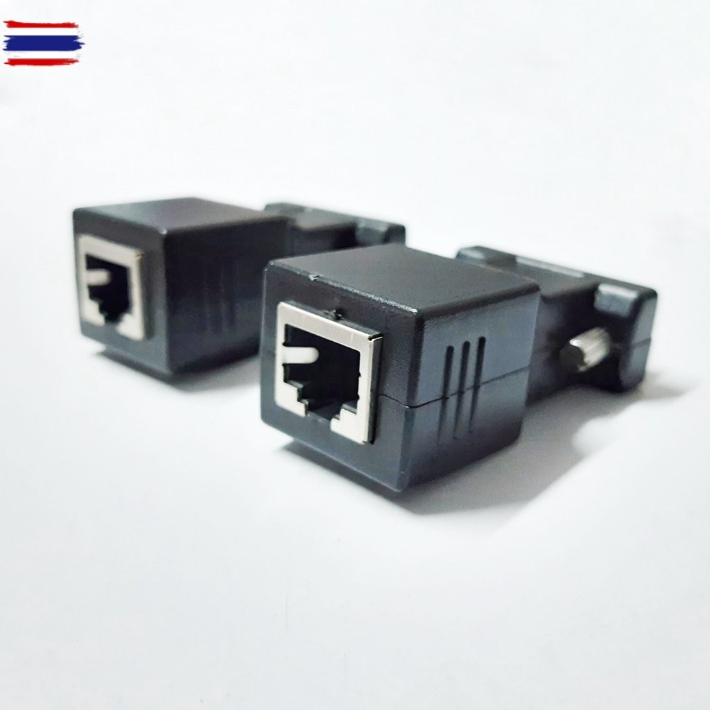 ส่งฟรี หัวแปลง​ LAN to VGA Converter <1คู่> ◀️ส่งจากไทย​▶️ ตัวแปลง VGA extender ตัวแปลง vga to rj45 
