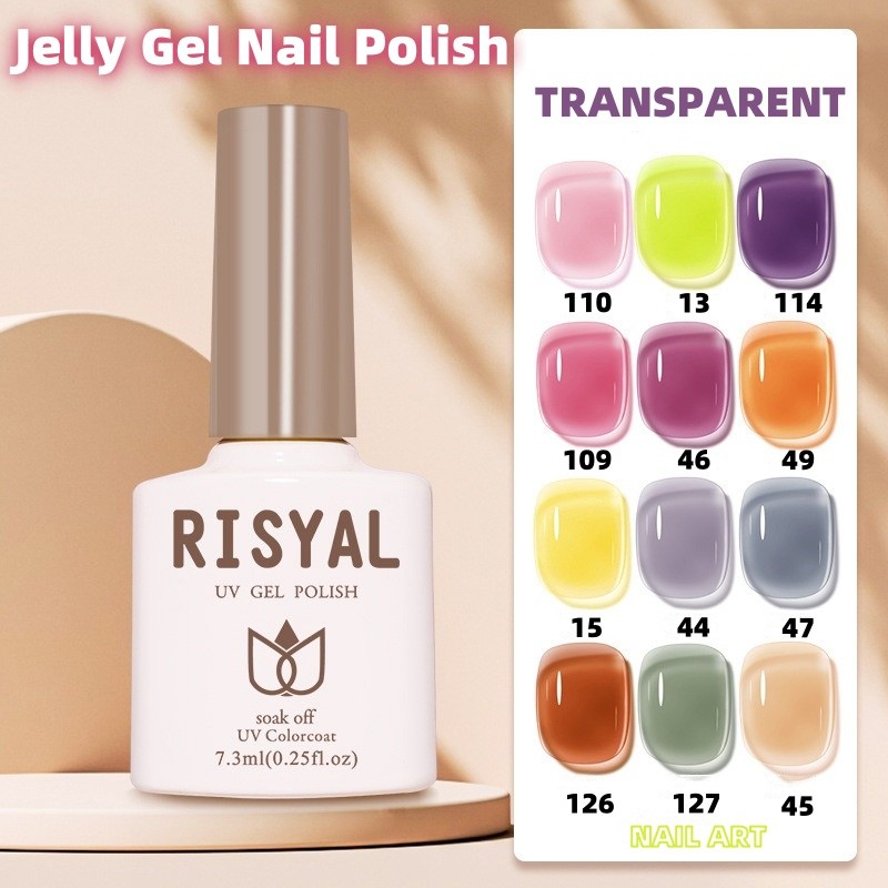 Jelly Gel ยาทาเล็บ Soak Off Uv ไฟ Led คริสตัลโปร่งใสเล็บเจล Top Coat เจล Peel Off Base Coat
