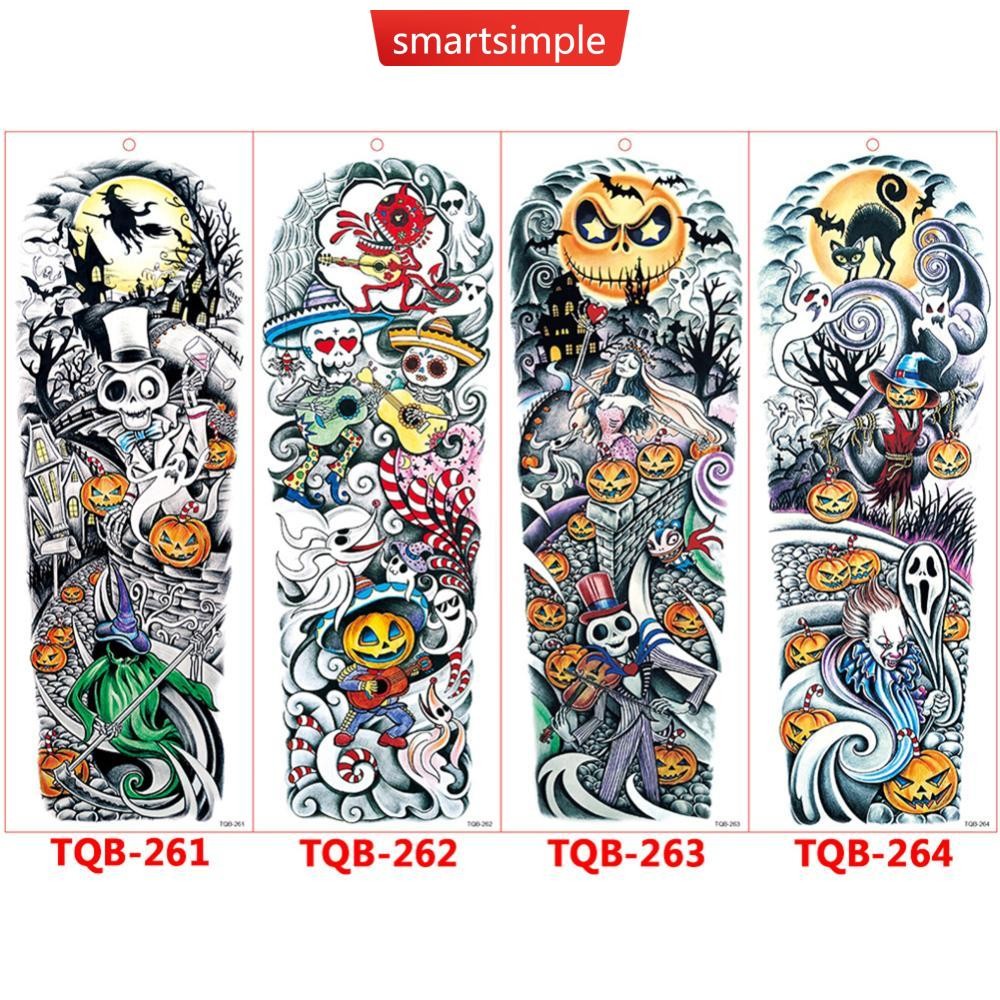 Smartsimple 1 PC แขนขนาดใหญ่ Tattoo Rose Gear นาฬิกากันน้ําชั่วคราว Tatto สติกเกอร์ Lion Wolf King Body Art เต็มปลอม Tattoo ผู้หญิงผู้ชาย E6M2