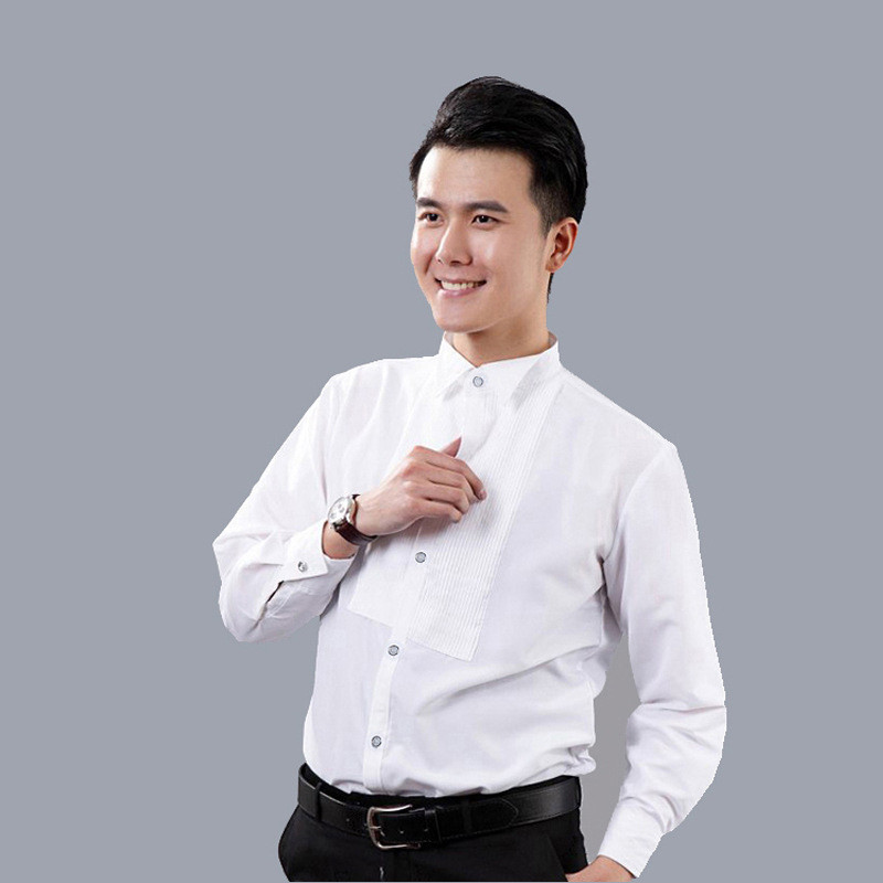 เสื้อเชิ้ตทักซิโด้ สีขาว สไตล์นักธุรกิจ อย่างเป็นทางการ สําหรับผู้ชาย ใส่ไปงานปาร์ตี้ งานแต่งงาน