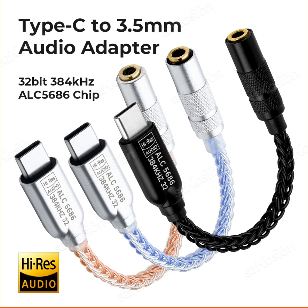 Alc5686 เสียงสายAUX ALC5686 DACชิปDAC HiFiหูฟังเครื่องขยายเสียงอะแดปเตอร์โทรศัพท์ถอดรหัสเสียงUSB Cถึง 3.5 มม.พอร์ตUSB Aอะแดปเตอร์