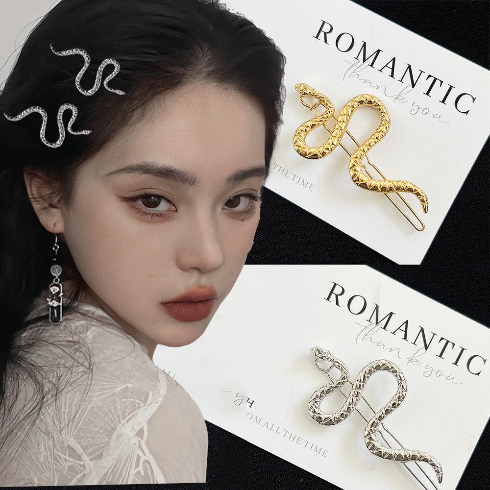 Gothic คริสตัลงูผม Pins ประณีต Rhinestone แมลงคลิปผมสําหรับผู้หญิงสาวด้านข้าง Bangs Barrettes
