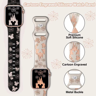 พิมพ์ซิลิโคนสายยางนุ่ม for IWatch Apple Watch Ultra/SE 3 2 49 มม.Series 11 10 9 8 7 6 5 4 46 45 44 42 41 40 38 มม.