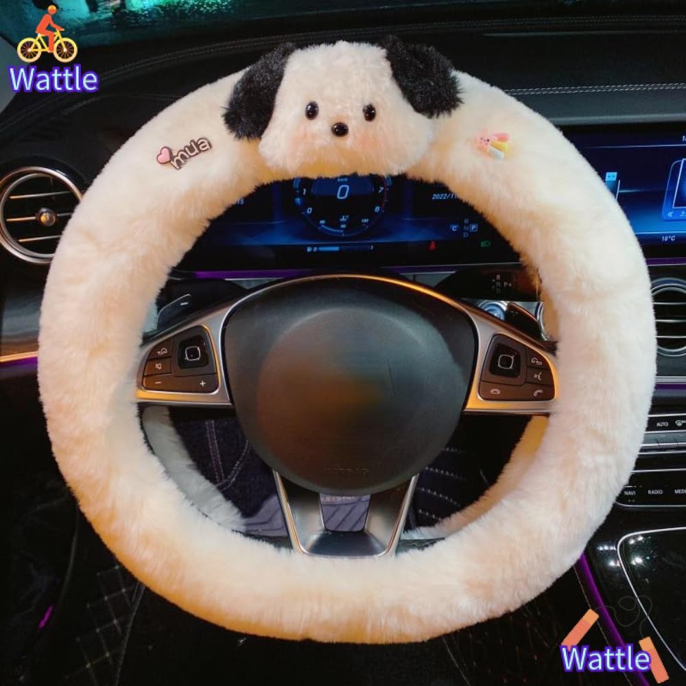 WATTLE ฝาครอบมือจับรถยนต์, ฝาครอบพวงมาลัยรถยนต์กันลื่น Pochacco, การ์ตูนอบอุ่นน่ารักอุปกรณ์เสริมในรถยนต์สาวของขวัญ