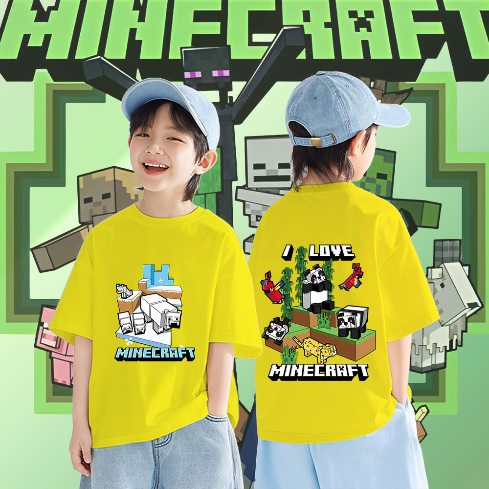 HOT SALE  Hot New Roblox Minecraft Sandbox Jj & Mikey Maizen Children’s Tshirt ย ราคา ถูกที่สุด ดีลบีเคเค แกลเลอรีภาพที่ 5
