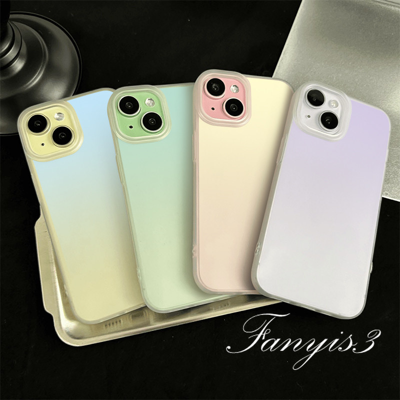 ใช้งานร่วมกับสําหรับIPhone 11 13 12 14 15 Pro Max X Xr Xs Max 7 8 6 6s Plus SE 2020 แฟชั่นGradientสีเคสโทรศัพท์กันกระแทกSoft Matte Cover