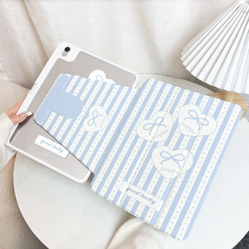 เคสไอแพด Gen11 A16 Air 7 M3 2025 Pro 11 2024 Air 6 5 4 10.9 Gen10 9th 8th 7th 10.2 กรณี Wave Point Simple Bowknot พร้อมที่ใส่ดินสอ 720° การหมุน ราคา ถูกที่สุด ดีลบีเคเค แกลเลอรีภาพที่ 2