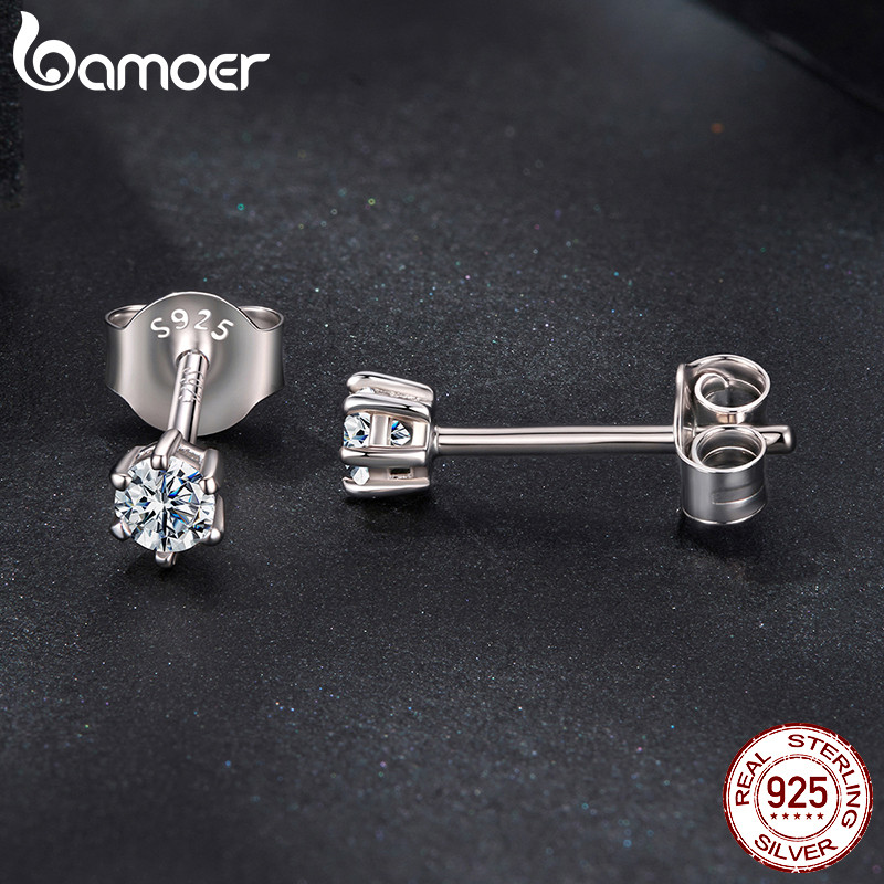Bamoer ต่างหูเงินแท้ 925 หกง่าม Moissanite S รูปที่ 3