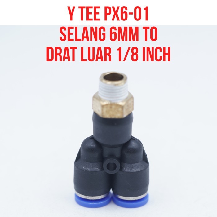 PX6-01 PX 6-01 MPX 6-01 MPX6-01 Slip Lock PNEUMATIC Y Tee Connector ด้ายภายนอก 1/8" 1/8 นิ้วท่อ 6 มม