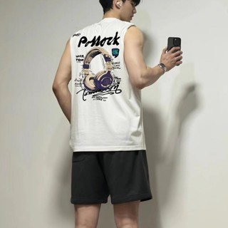 Y-T💯เสื้อกั๊กแขนกุดชาย เสื้อแขนกุด💥 OVERSIZE  ฝ้าย100% อเมริ…