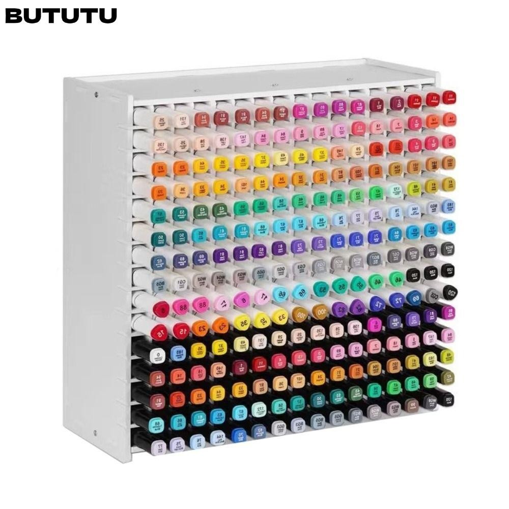 BUTU ปากกามาร์กเกอร์,ความจุขนาดใหญ่ PVC Art Marker Rack, 72/120/180/240 กริด Multi Slots แปรงชั้นเก็บเดสก์ท็อป