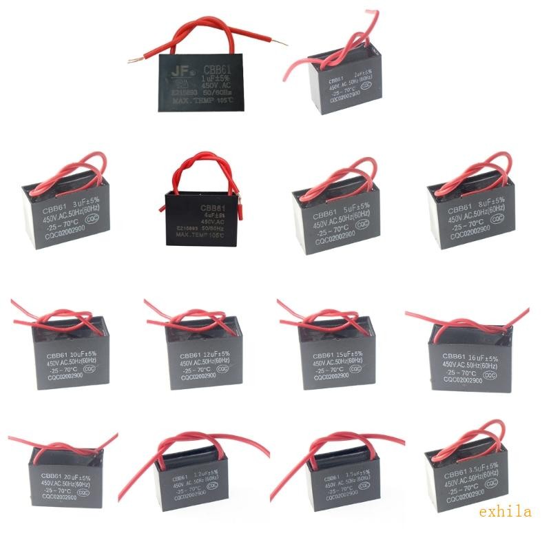 Exhila CBB61 1 2 1 5 2 3 3 5 4 5 8 10 12 15 16 20UF เริ่มต้น Capacitance Fan Capacitor CBB61 มอเตอร์
