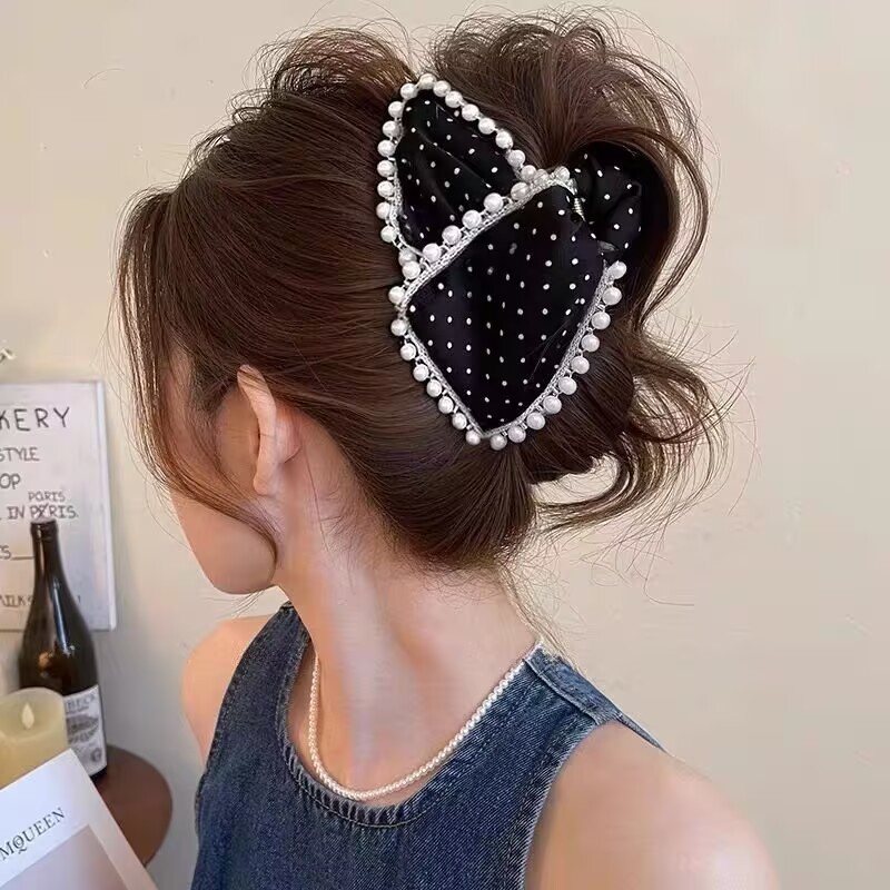 High-End Pearl Polka Dot กิ๊บติดผมหญิงกลับหัวClamp