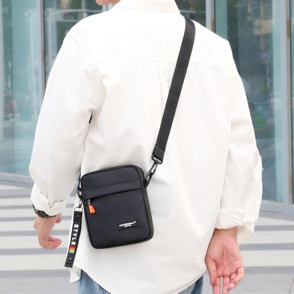 PIXELBYTE กระเป๋าสะพายไหล่,สไตล์ญี่ปุ่น Smooth Mens Crossbody Bag,กระเป๋าMessenger Minimalist PU Leather Multi-Functional Sports Fitness Pouch Outdoor