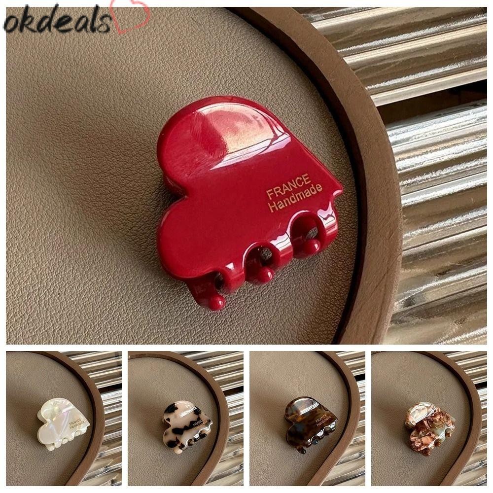 OKDEALS Small Hairclaw, Acetate 3.5 ซม., เครื่องประดับผมรูปหัวใจผู้หญิง