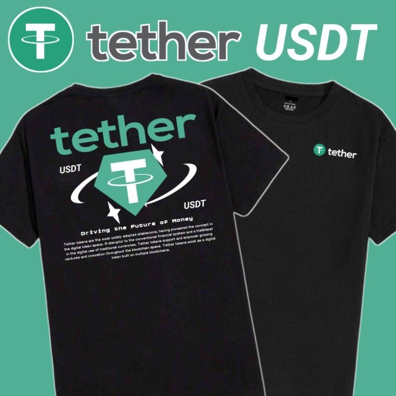 KAOS CRYPTO THETER USDT / TSHIRT KRIPTO / COTTON COMBED 30S PREMIUM / สีดํา / UNISEX ผู้ชายและผู้หญิ
