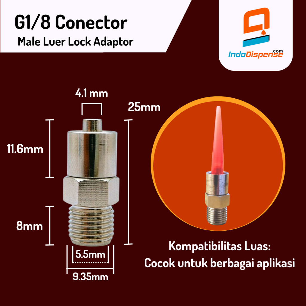 ขั้วต่อ Luer Lock Adaptor G1/8 ตัวผู้