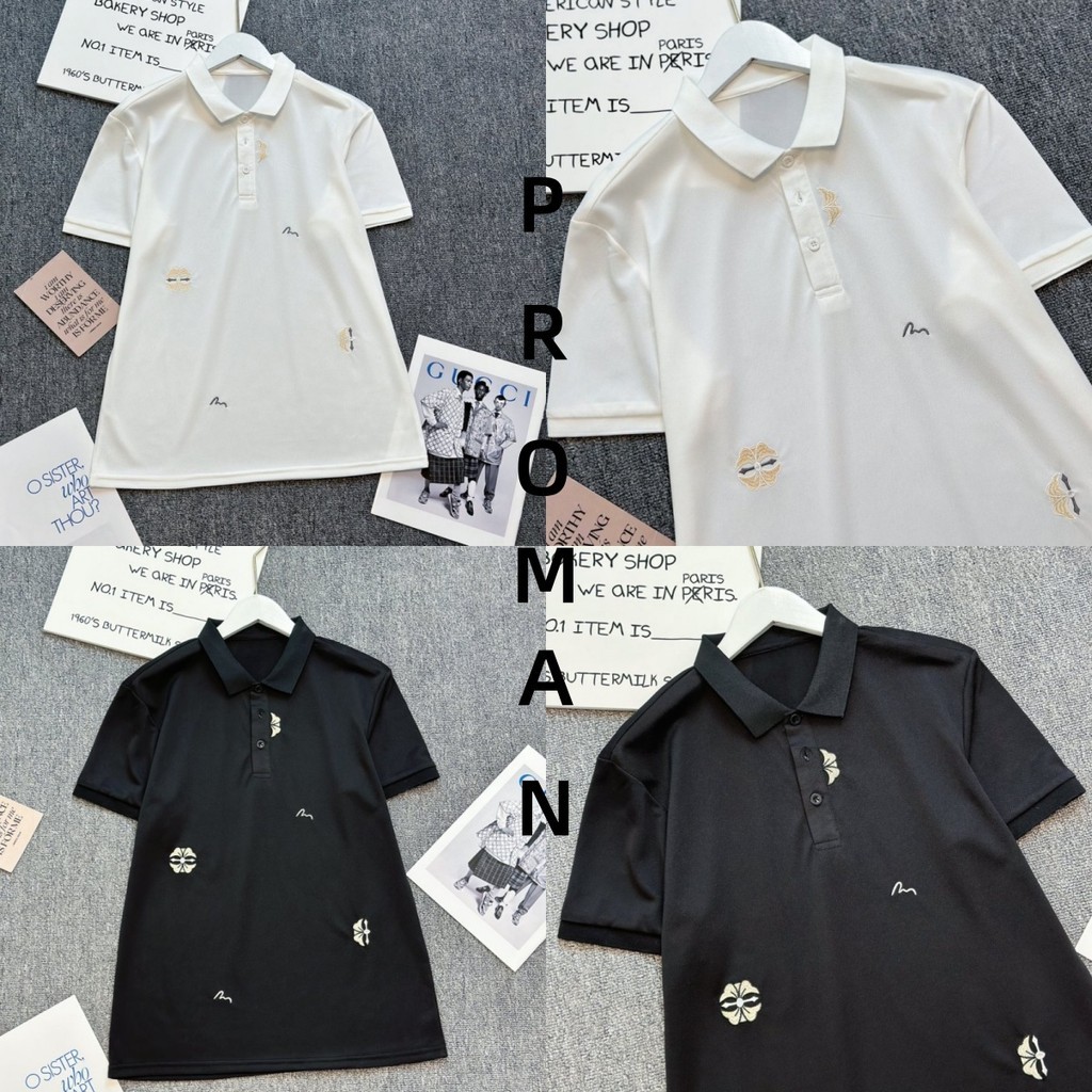 ProMan-ฤดูร้อนรุ่นใหม่ปักแขนสั้น เสื้อโปโลผู้ชาย ลำลอง มีสไตล์ แฟชั่น
