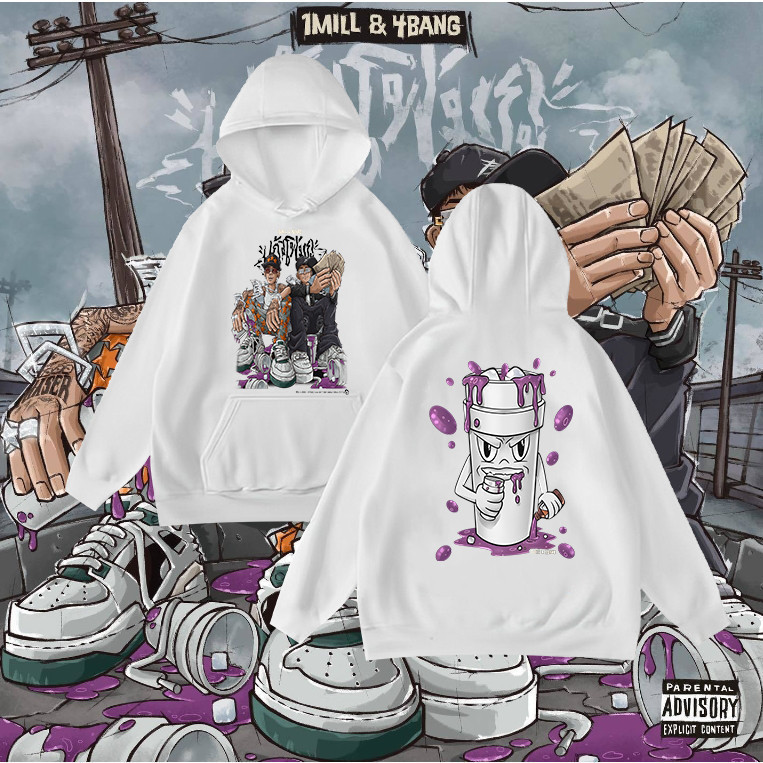 เสื้อฮู้ด POP HOODIE| UNISEX ใหม่ (พร้อมส่ง) เสื้อกันหนาวมีฮู้ด 1MILL x 4BANG Bootleg ผ้าฝ้ายแท้ Hoo