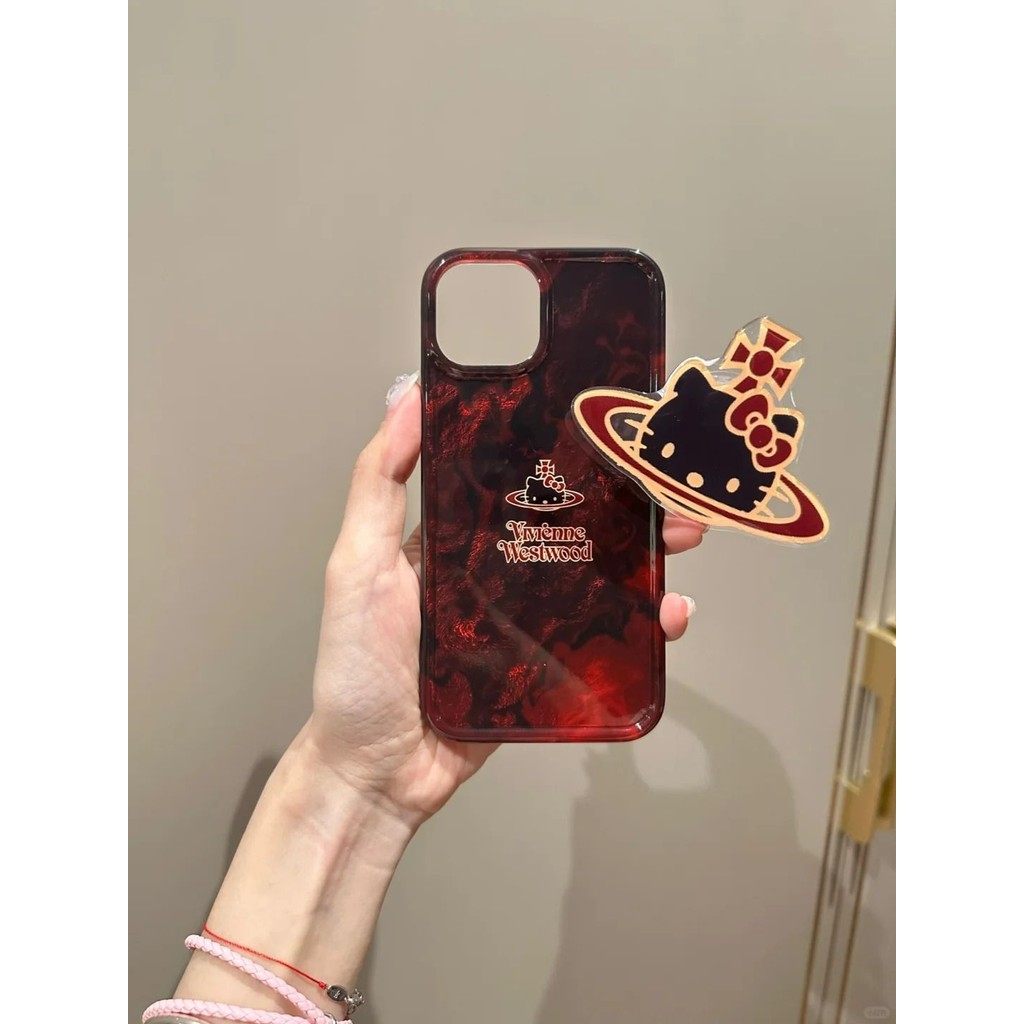 Flame Planet Kitty Cat Bracket เหมาะสําหรับ Phone16PROMAX เคสโทรศัพท์สไตล์ใหม่ Apple 16/15 หญิง 13