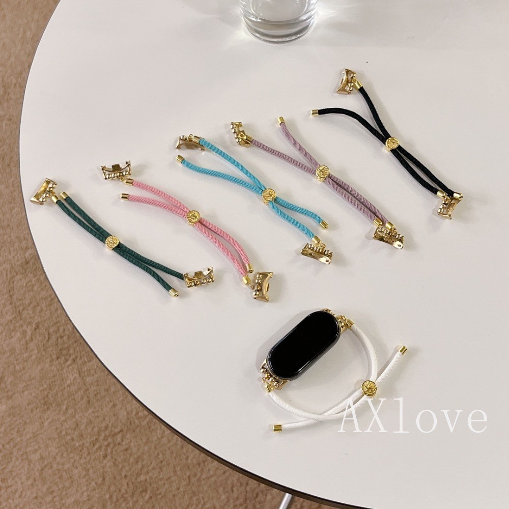 ห่วงไนลอนสําหรับ Xiaomi Mi Band 8 9 7 สายรัดสายรัดข้อมือบางสร้อยข้อมือ Correa เปลี่ยนกีฬาสําหรับ Miband 7/8 pro 6 5 4 3 NFC