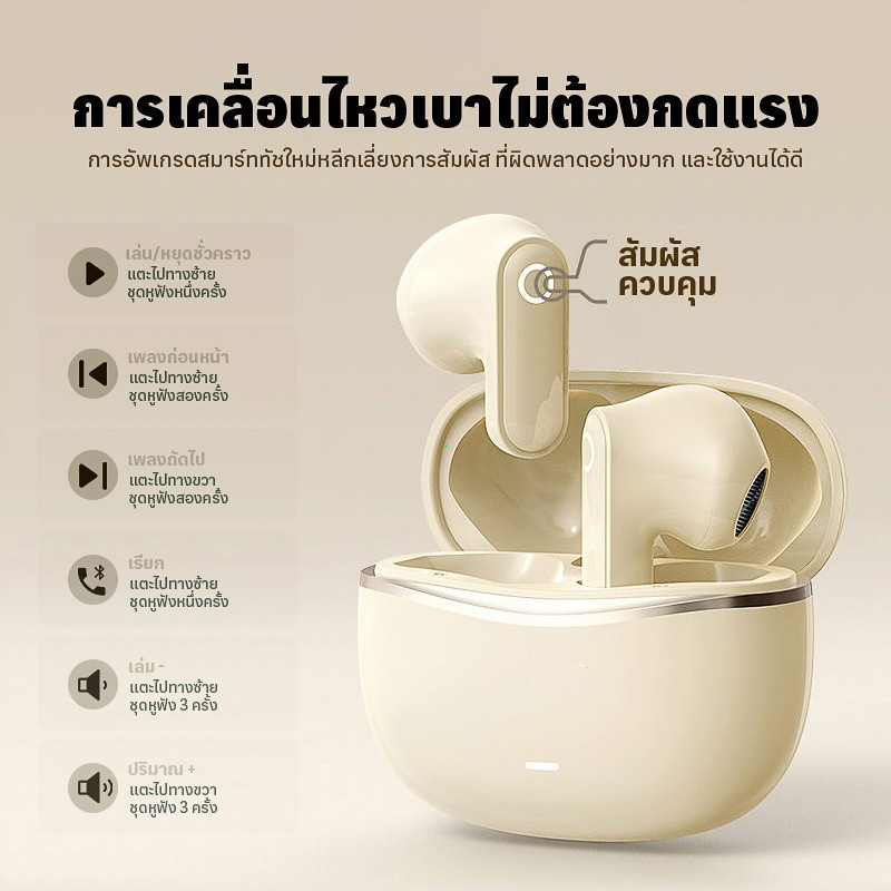 CANTIKLIFE TWS V68 หูฟังบลูทูธ หูฟังไร้สาย หูฟังtws กันน้ำ IPX7 กันน้ำความหน่วงต่ำ ANC ลดเสียงรบกวนกึ่งในหูกีฬาหูฟังเล่น