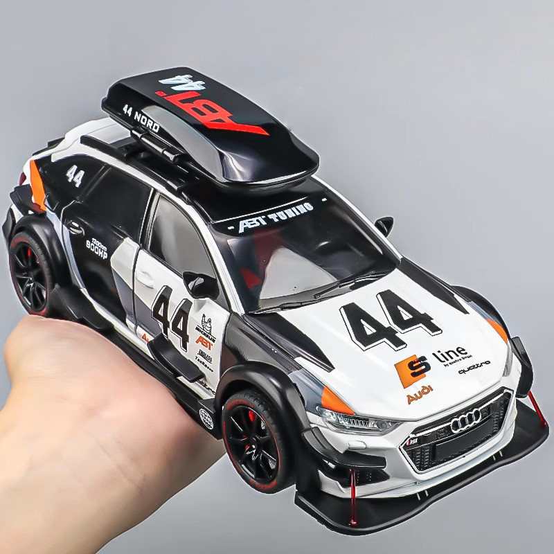 1:24 Audi RS6 Avant Station Wagon กล่องเดิมรถDiecastรุ่นโลหะรถจําลองเสียงและแสงของเล่นเด็กของขวัญ