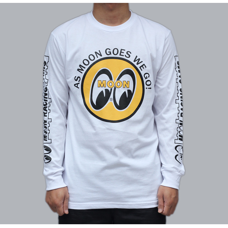 เสื้อยืดผ้าฝ้าย 100% แขนยาว mooneyes โลโก้ใหญ่สไตล์ลําลอง