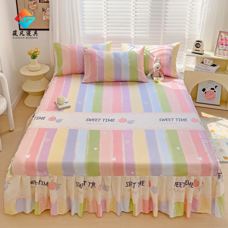 ผ้าปูที่นอนพิมพ์ลายสีรุ้ง มี 20 รุ่น ผ้าปูที่นอนแบบกระโปรงอัดพลีท เป็นมิตรกับผิว 3.5 ฟุต 5 ฟุต 6 ฟุต 6.5 ฟุต ผ้าปูเตียง ผ้าปูนอน ปลอกหมอน